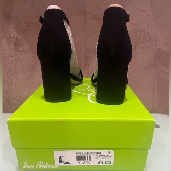 NIB Sam Edelman black size 6.5 Daniella Suede heel - Picture 3 of 5